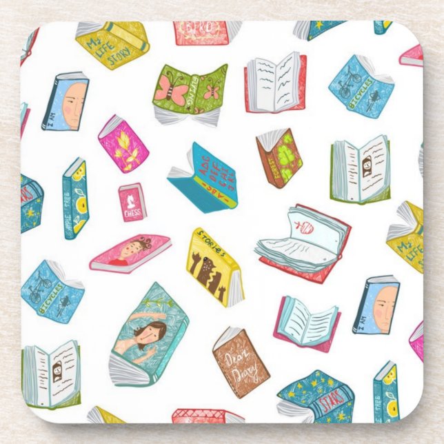 Book pattern beverage coaster (Front)