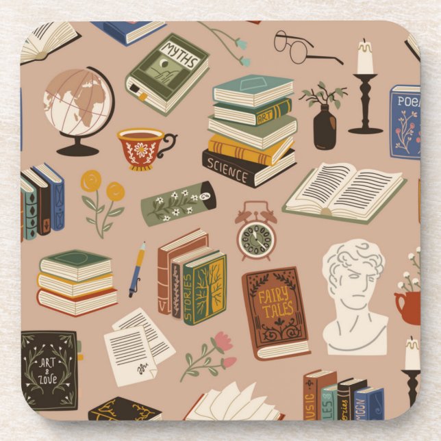 Book pattern beverage coaster (Front)