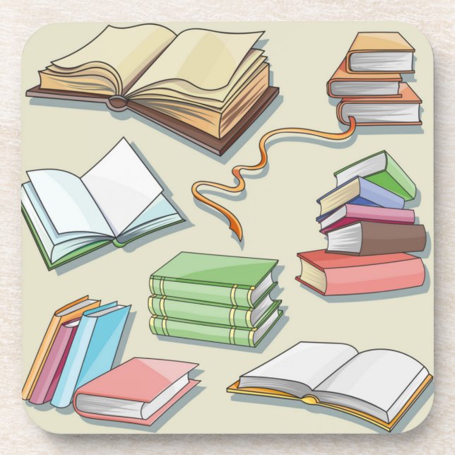 Book pattern beverage coaster (Front)