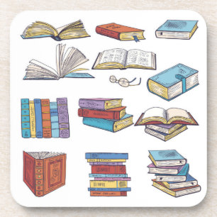 Book pattern beverage coaster
