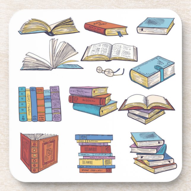 Book pattern beverage coaster (Front)