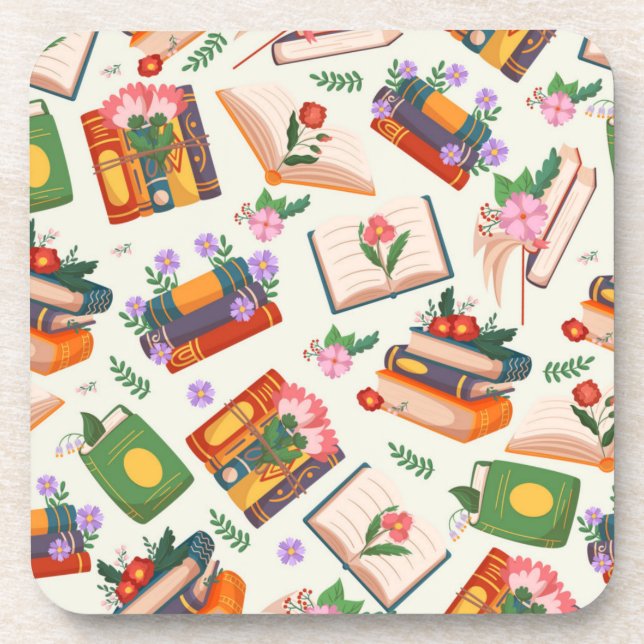 Book pattern beverage coaster (Front)