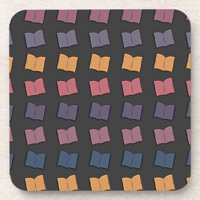 Book pattern beverage coaster (Front)