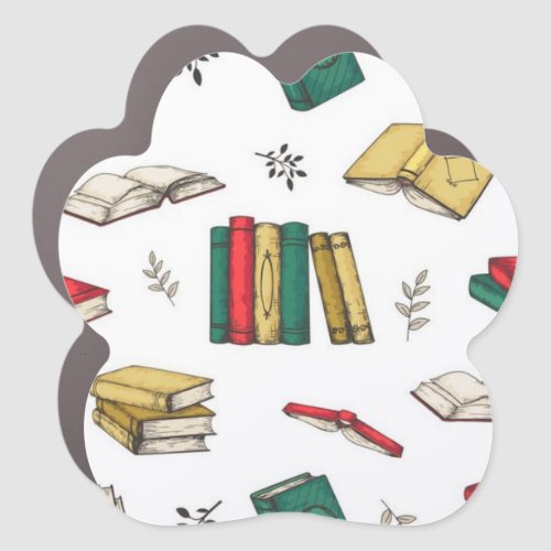 Book pattern car magnet