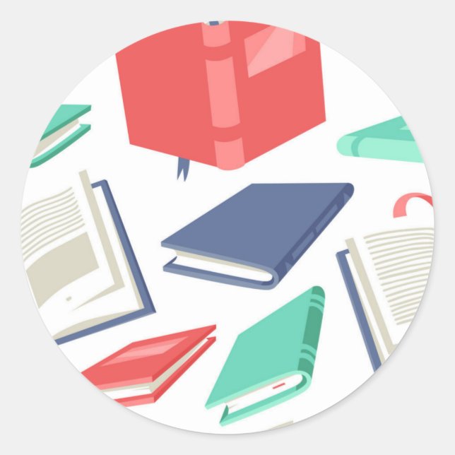 Book pattern classic round sticker (Front)