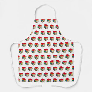 Book Pattern Colorful Pile of Books Apron