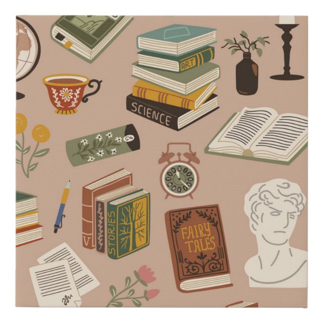 Book pattern faux canvas print (Front)