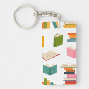 Book pattern keychain