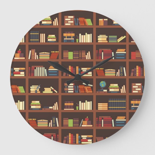 Book pattern large clock (Front)