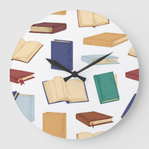 Book pattern large clock