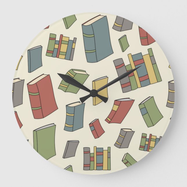 Book pattern large clock (Front)