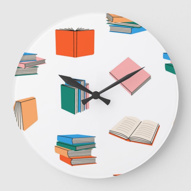 Book pattern large clock (Front)