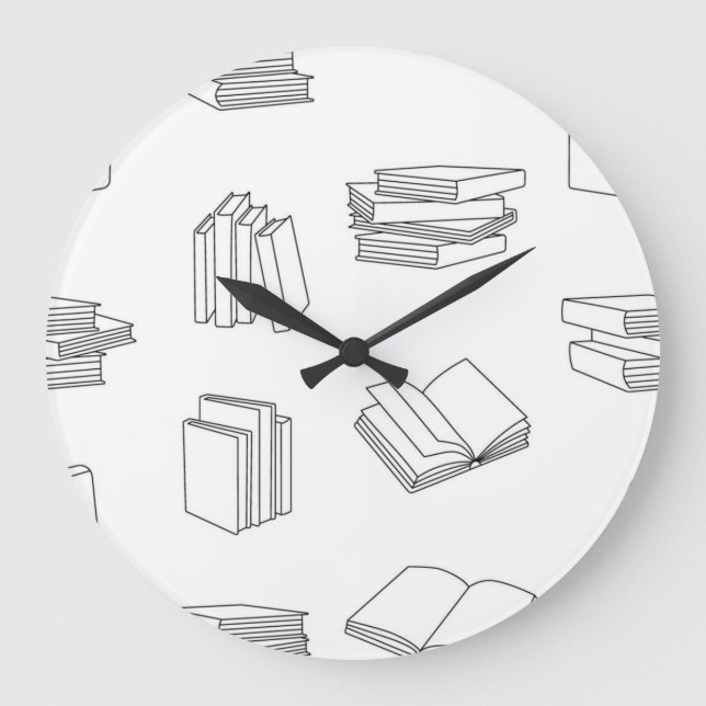 Book pattern large clock (Front)