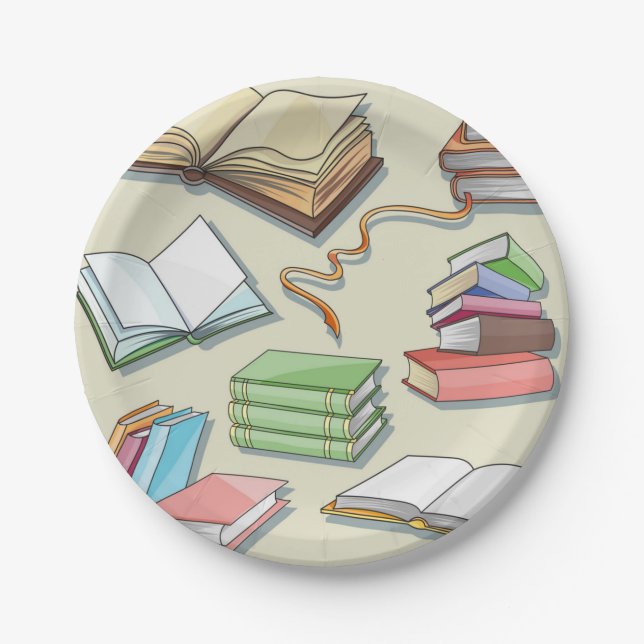 Book pattern paper plates (Front)