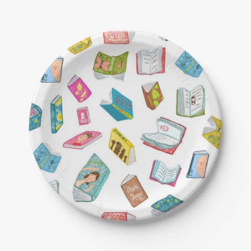 Book pattern paper plates