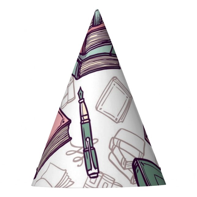 Book pattern party hat (Front)