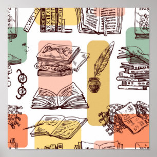 Book pattern poster