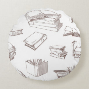 Book pattern round pillow