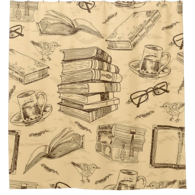 Book pattern shower curtain (Front)
