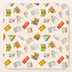 Book pattern square paper coaster