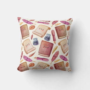 Book pattern throw pillow