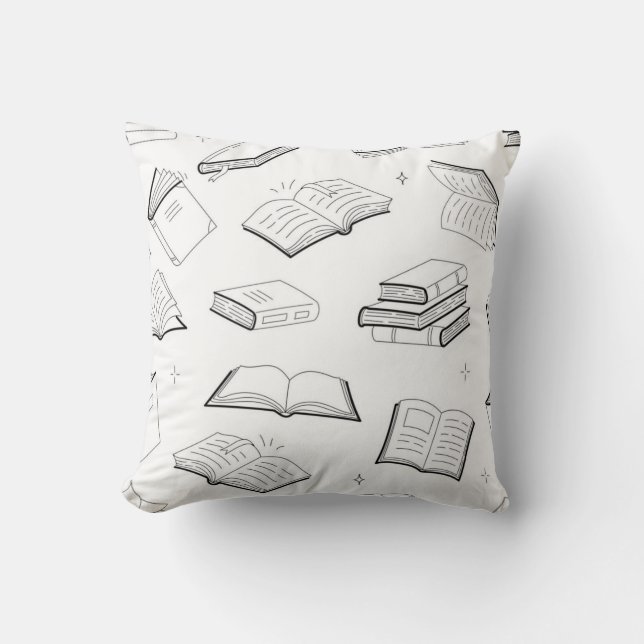 Book pattern throw pillow (Front)