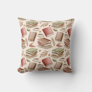 Book pattern throw pillow