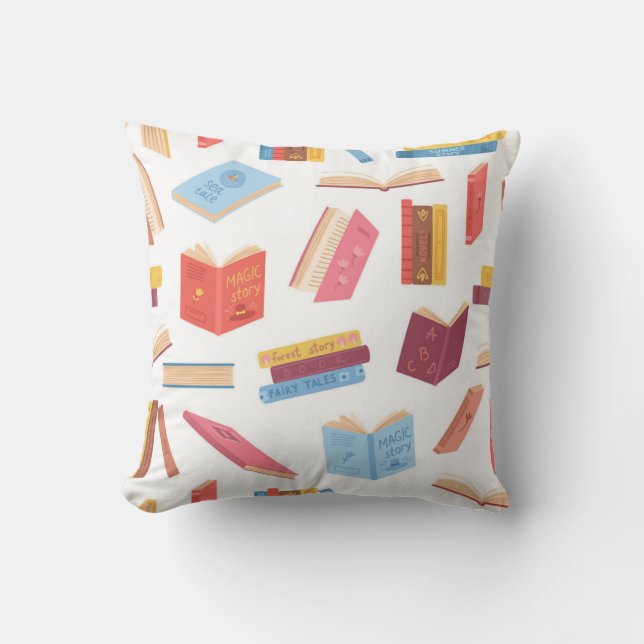 Book pattern throw pillow (Front)