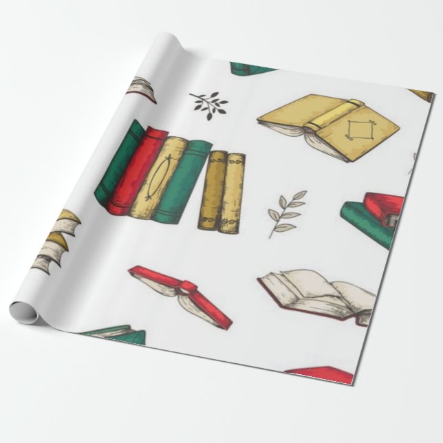 Book pattern wrapping paper (Unrolled)
