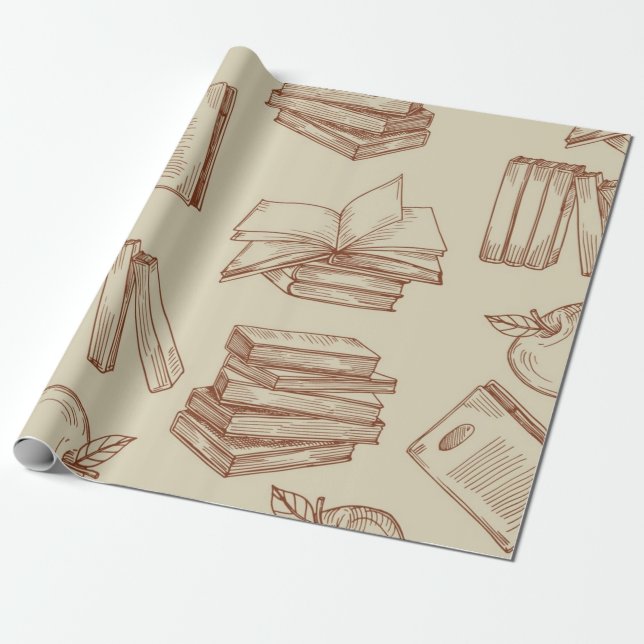 Book pattern wrapping paper (Unrolled)