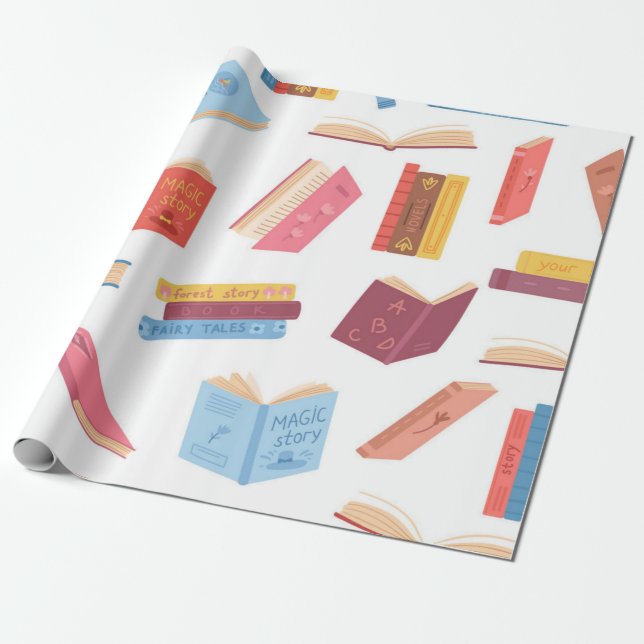 Book pattern wrapping paper (Unrolled)