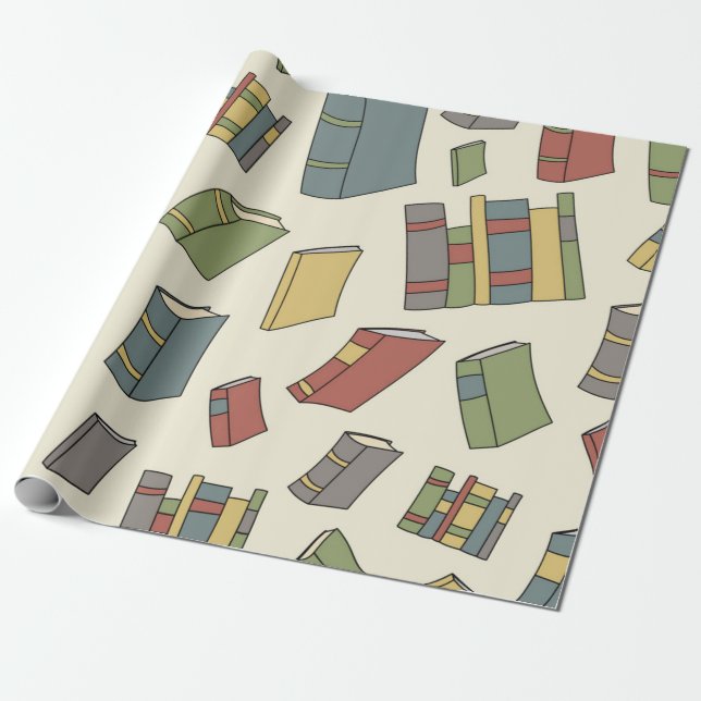 Book pattern wrapping paper (Unrolled)