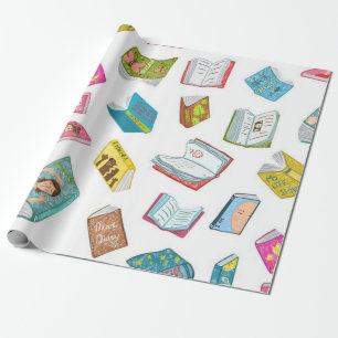Book pattern wrapping paper