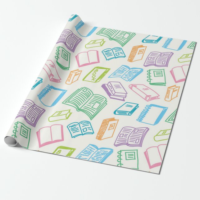 Book pattern wrapping paper (Unrolled)