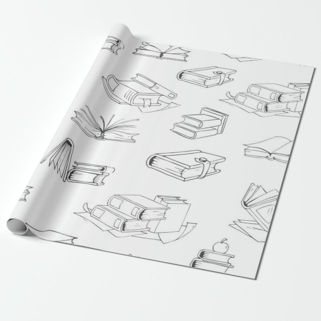 Book pattern wrapping paper (Unrolled)
