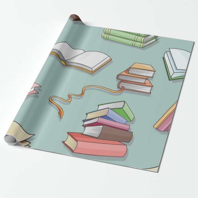 Book pattern wrapping paper (Unrolled)
