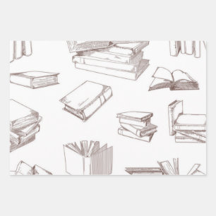 Book pattern wrapping paper sheets