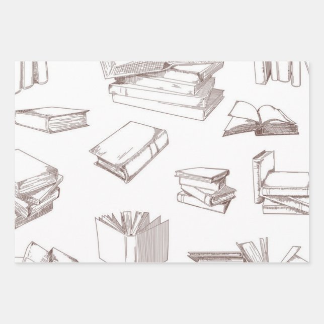 Book pattern wrapping paper sheets (Front)