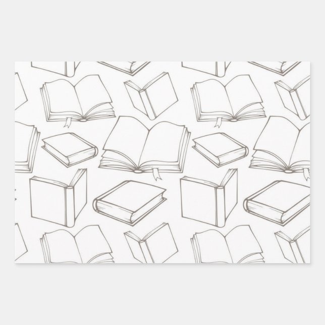 Book pattern wrapping paper sheets (Front)