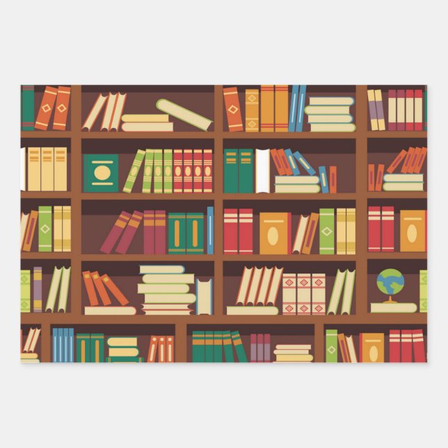 Book pattern wrapping paper sheets (Front)