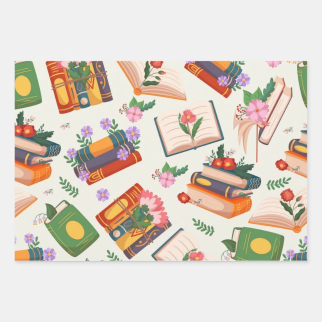 Book pattern wrapping paper sheets (Front)