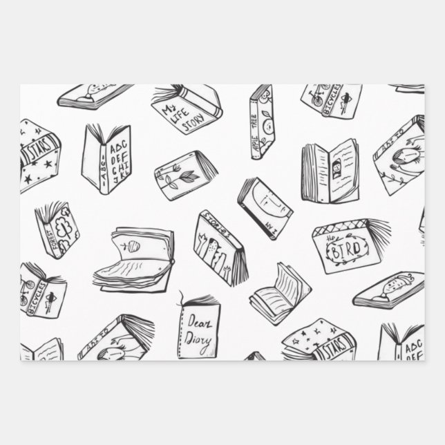 Book pattern wrapping paper sheets (Front)