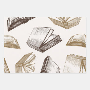 Book pattern wrapping paper sheets