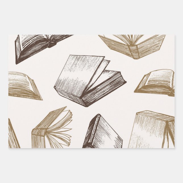 Book pattern wrapping paper sheets (Front)