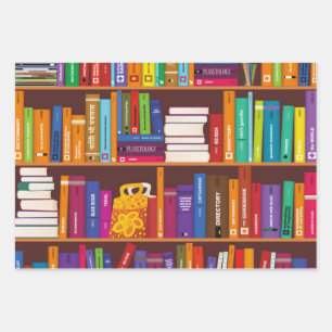 Book pattern wrapping paper sheets