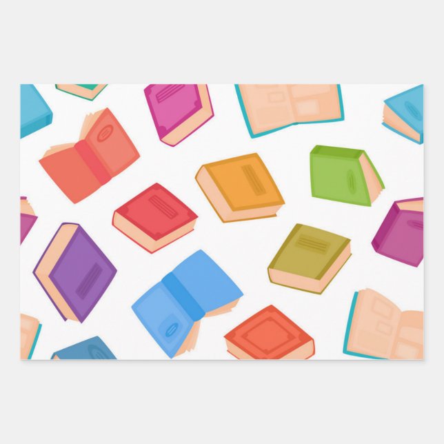 Book pattern wrapping paper sheets (Front)