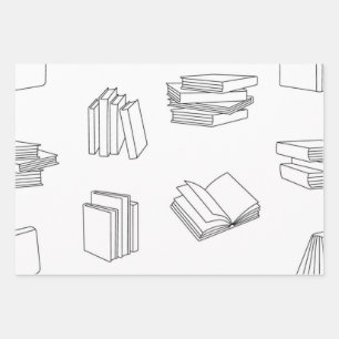 Book pattern wrapping paper sheets