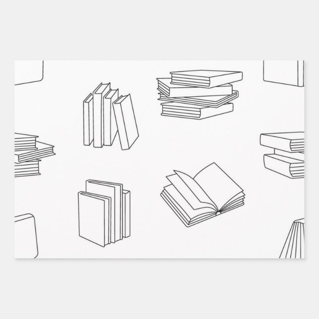 Book pattern wrapping paper sheets (Front)