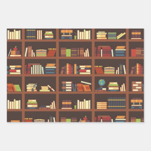 Book pattern wrapping paper sheets