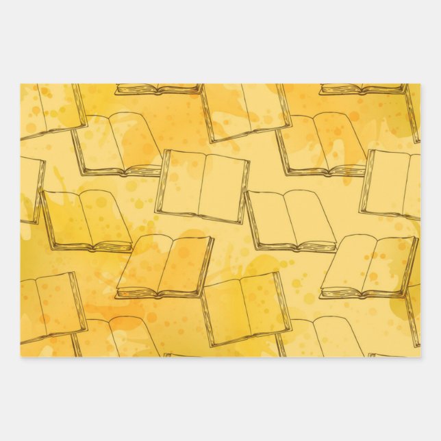 Book pattern wrapping paper sheets (Front)